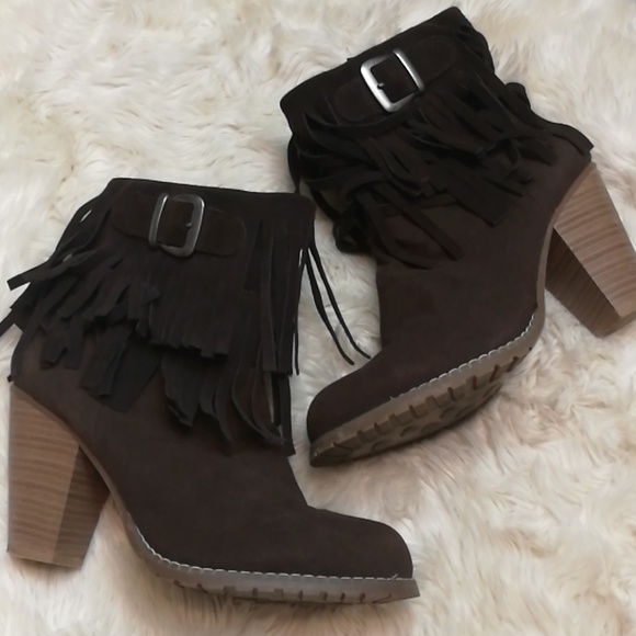 Kensie Girl Shoes - KENSIE GIRL Fringe Ankle Buckle Booties Size 10